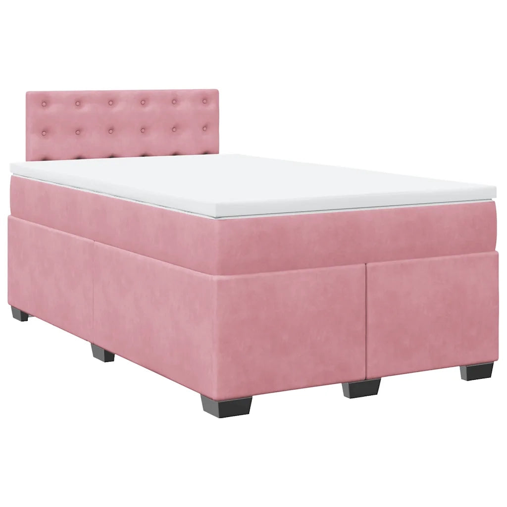 vidaXL Giroletto a Molle con Materasso Rosa 120x200 cm in Velluto