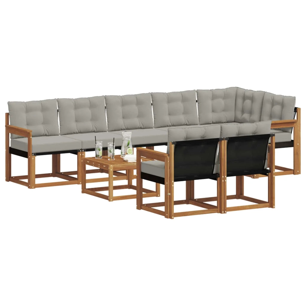 Set di divani da esterno 9 pcs Grigio Naturale e Chiaro 3368802