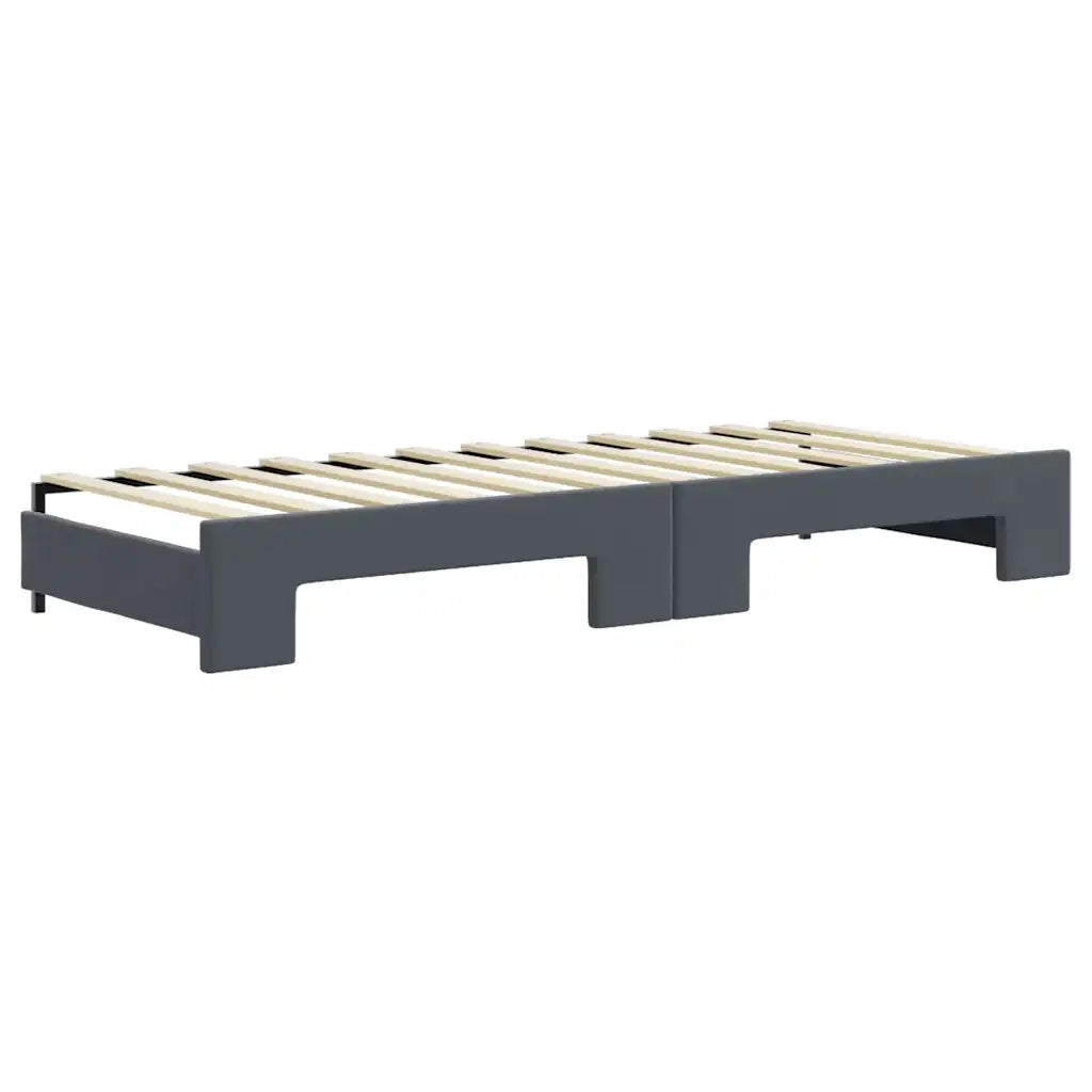 Divano Letto Estraibile Cassetti Grigio Scuro 80x200cm Velluto 3196733