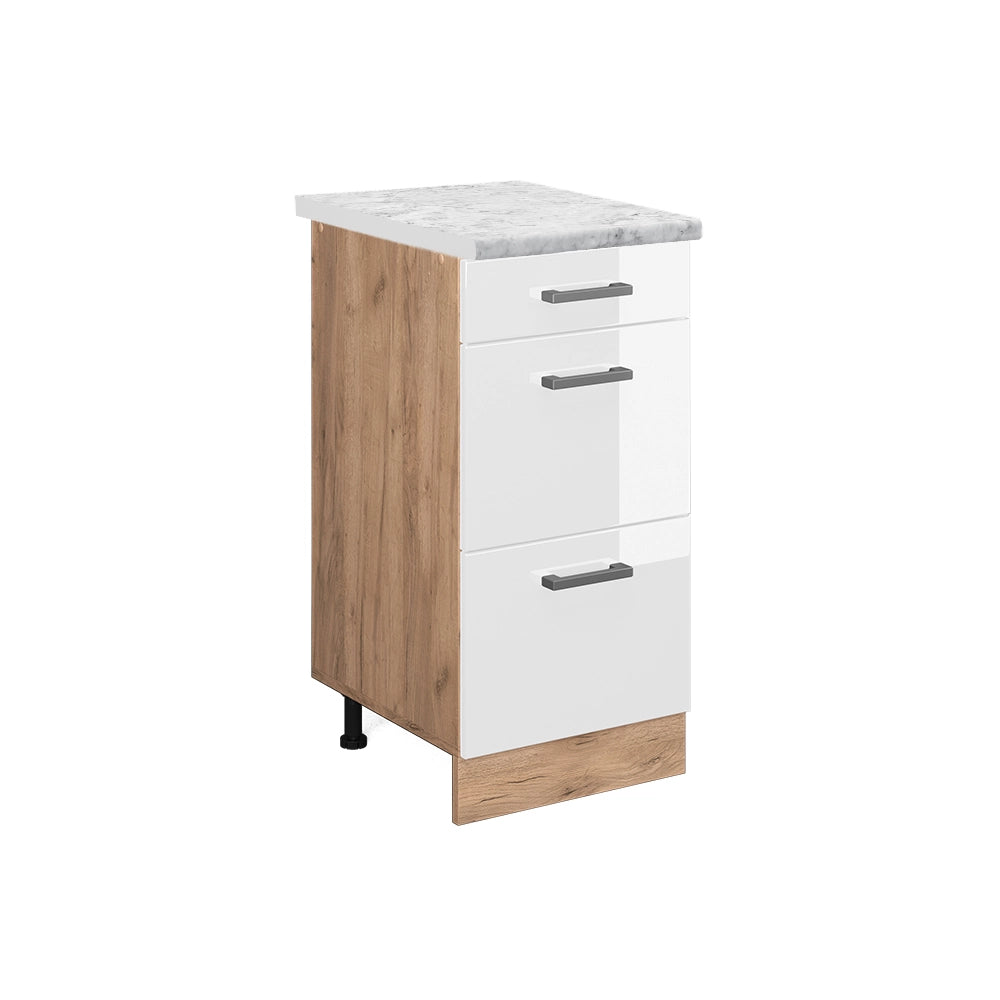 Vicco Mobiletto base per cucina Bianco lucido 40 cm PL Marmo