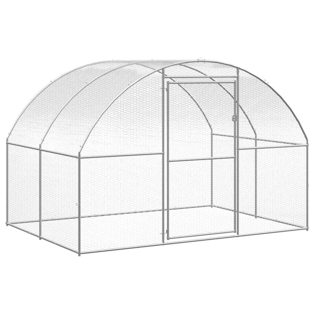 Pollaio recinto per polli da esterno 3 x 10 x 2 m acciaio zincato argento 02_0043998