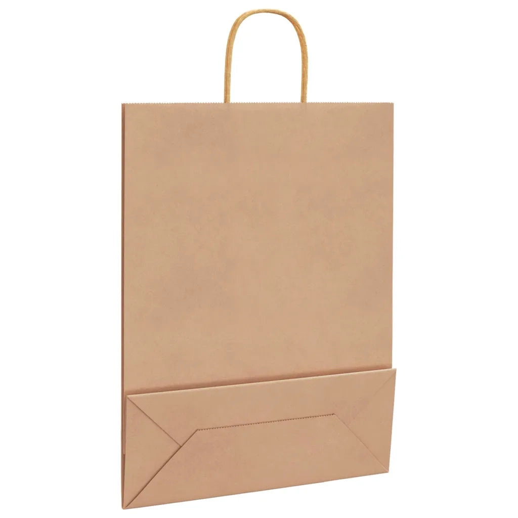 Sacchetti di Carta 250 pz con Manici Marrone 32x12x42 cm