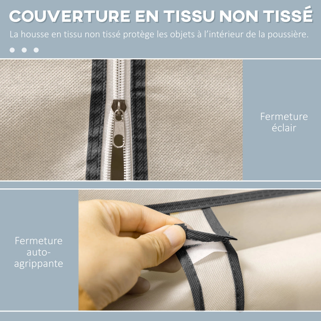 Armadio guardaroba con 8 ripiani e 2 appendiabiti ¨C Xylo ¨C tessuto non tessuto crema