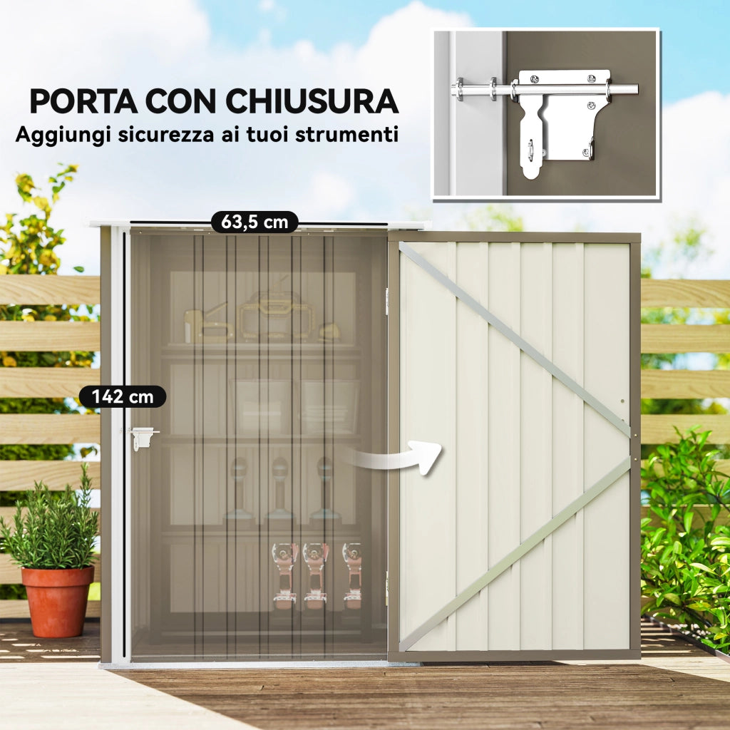 Casetta da Giardino Portattrezzi in Acciaio ¨C Zephmum ¨C 100x104x160 cm Marrone e Bianco
