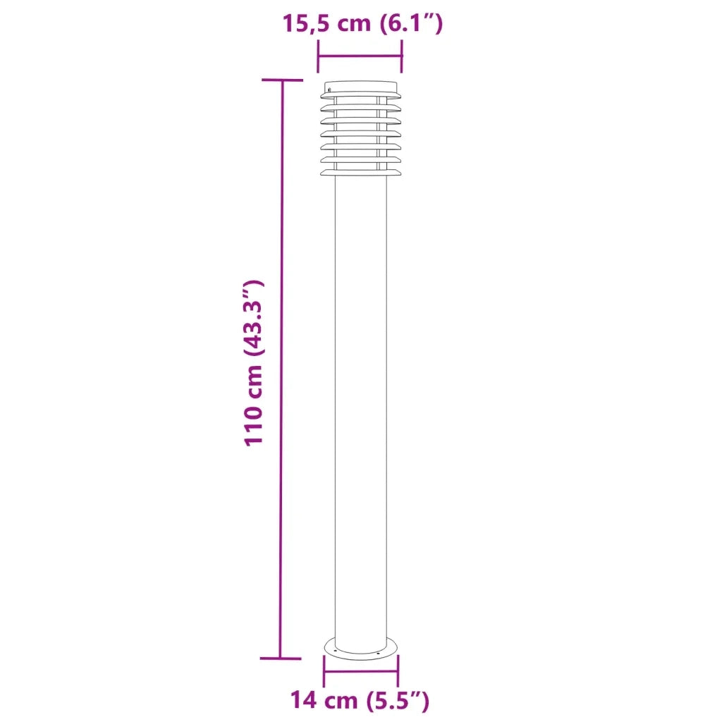 Lampada da Terra per Esterni Argento 110 cm in Acciaio Inox CFW3707246