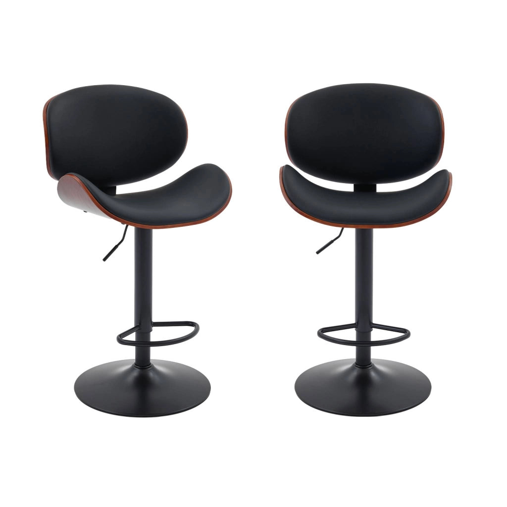 Set di 2 sgabelli da bar regolabile decorazione legno curvato e