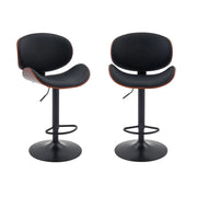 Set di 2 sgabelli da bar regolabile decorazione legno curvato e