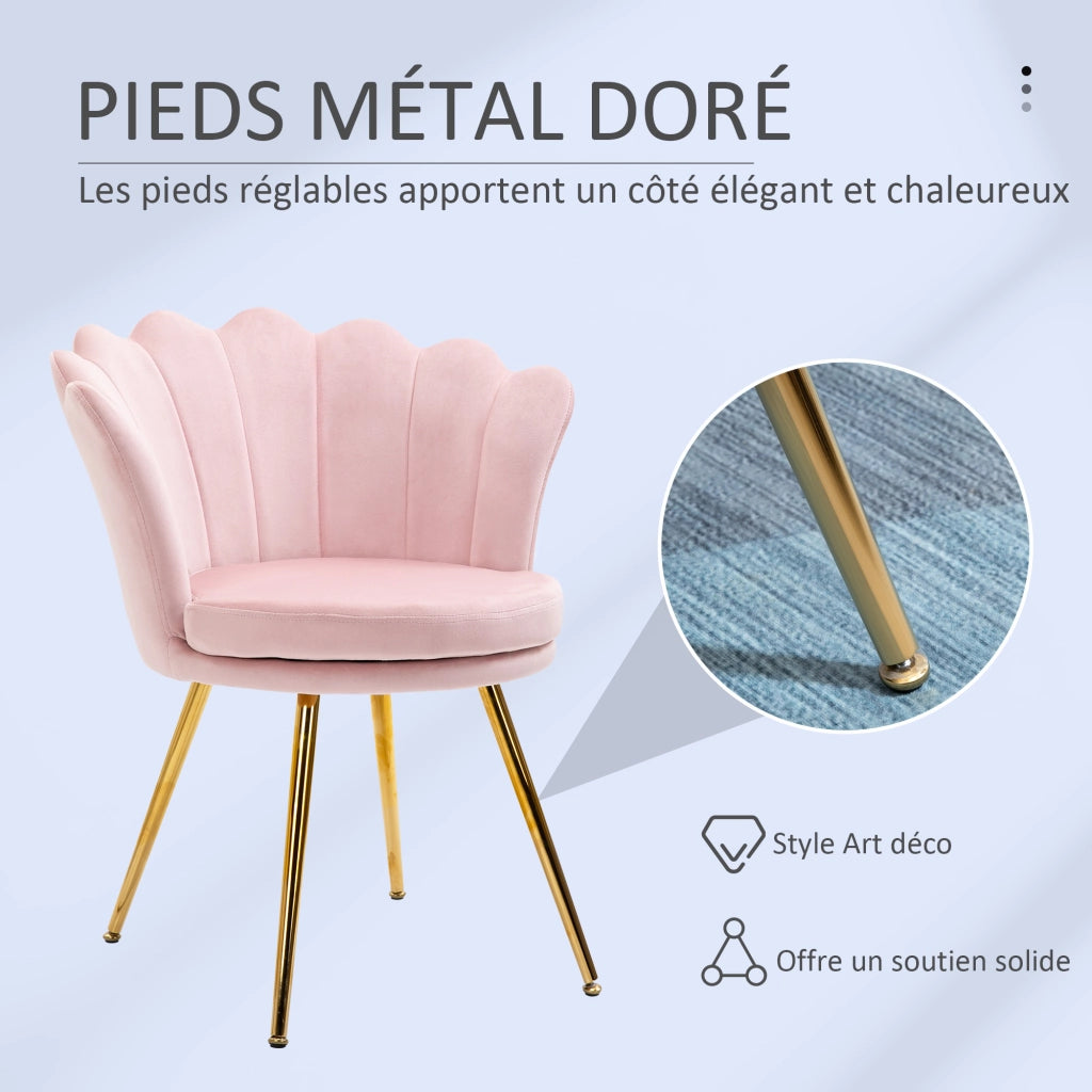 Poltrona in velluto con gambe in metallo dorato ¨C zephmum ¨C 67x64x77 cm rosa polverizzato