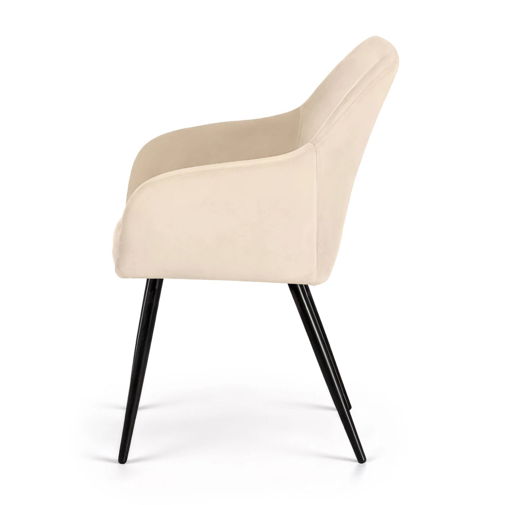 Set di 4 Sedie in velluto liscio ESTELLE Beige gambe nere
