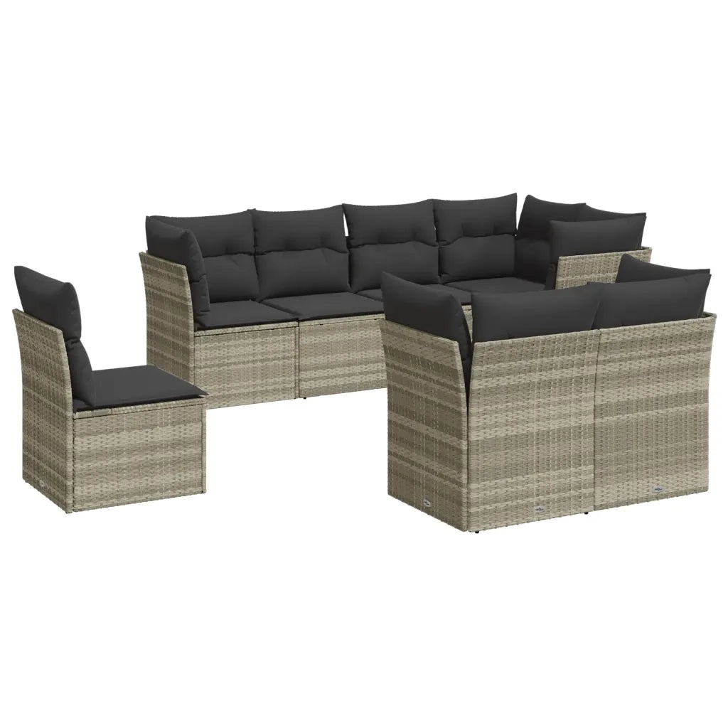 Set Divano da Giardino 8pz con Cuscini Grigio Chiaro Polyrattan 3217932