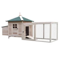 Pollaio da Giardino Prefabbricato in Legno 196x76x97cm, Color Legno