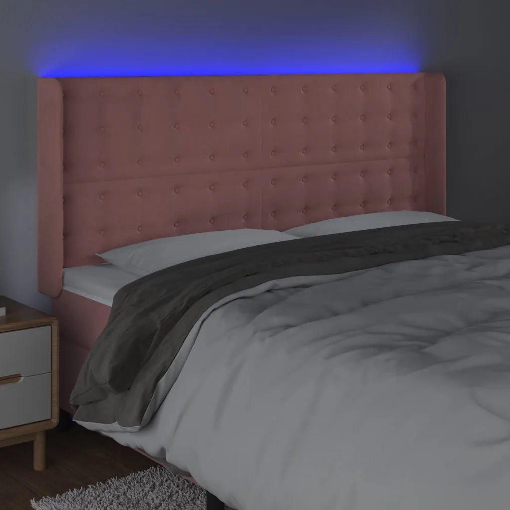 Testiera a LED rosa 203x16x118/128 cm in Velluto 3124553