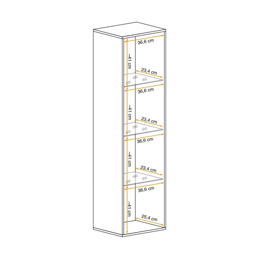 Vetrina FLY - 1 porta in vetro - LED integrato - Rovere chiaro