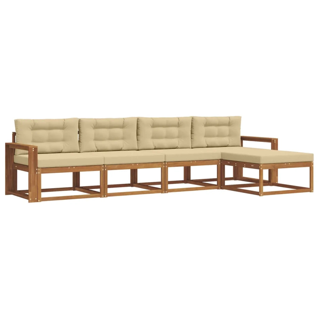 Set di divani da esterno con cuscino 5 pcs Naturale e Beige 3367446
