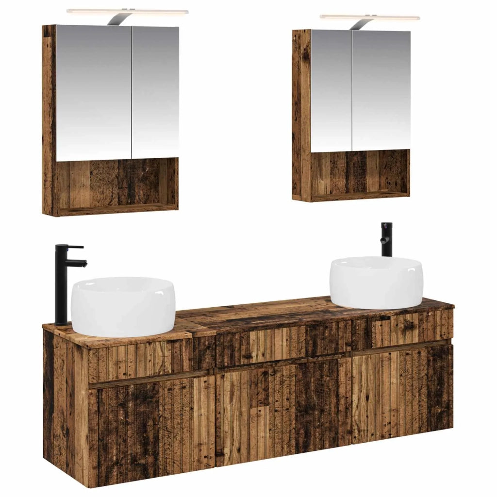 Set di Armadi da Bagno 5 pcs Legno antico 50 x 14,5 x 70 cm 3406645