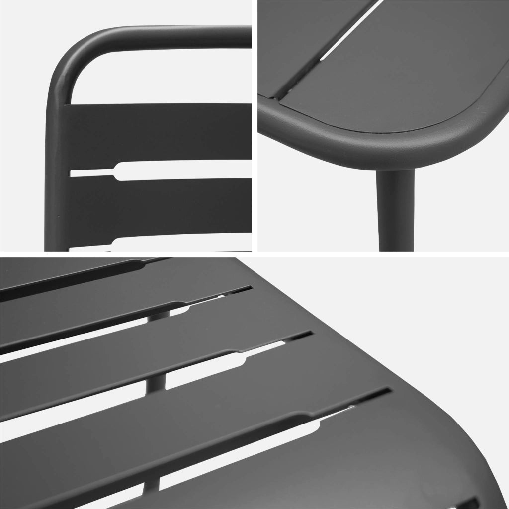 Set tavolo da giardino in acciaio con 4 sedie, 120cm, antracite