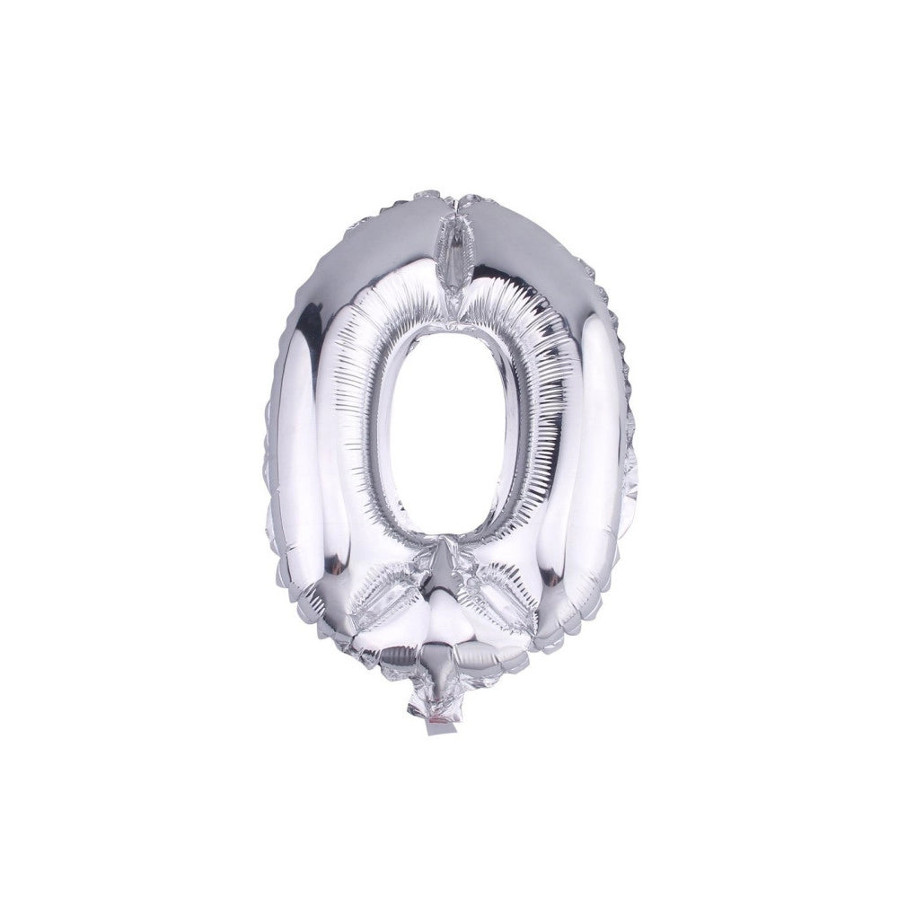 Trade Shop - Palloncino Numero 0 Gonfiabile Elio Argento 35 Cm Compleanno Festa Party Casa -