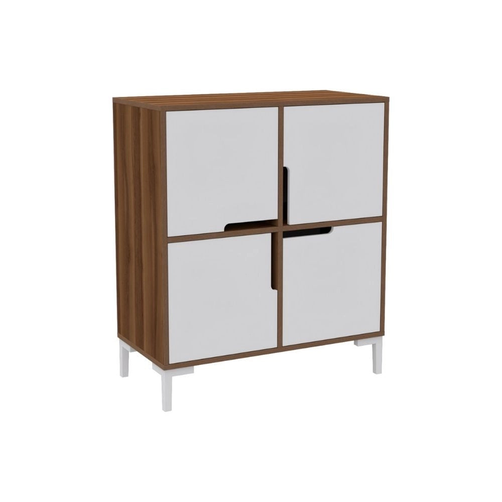 Scarpiera 4 scomparti Wind Tower 90x45x90h colore noce bianco