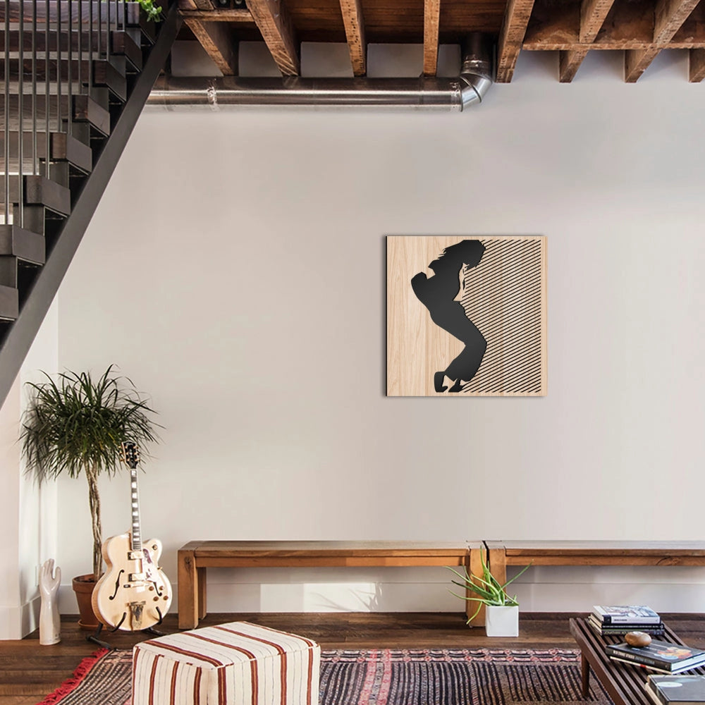 MOON WALK - Quadro arredo LASERCUT composito Legno e PVC Misura: 40x40 cm