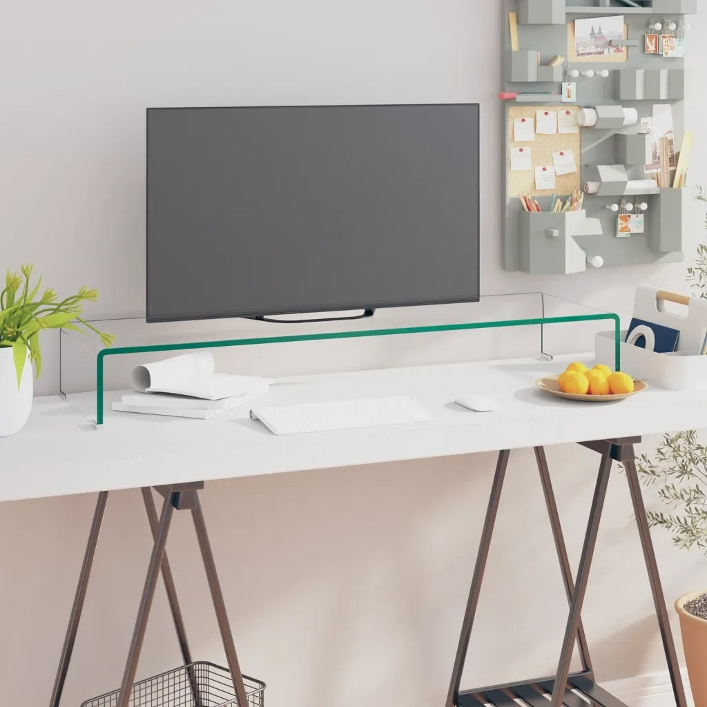 Mobile/Rialzo Porta TV in Vetro-Supporto per TV Trasparente 100x30x13 cm