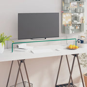 Mobile/Rialzo Porta TV in Vetro-Supporto per TV Trasparente 100x30x13 cm