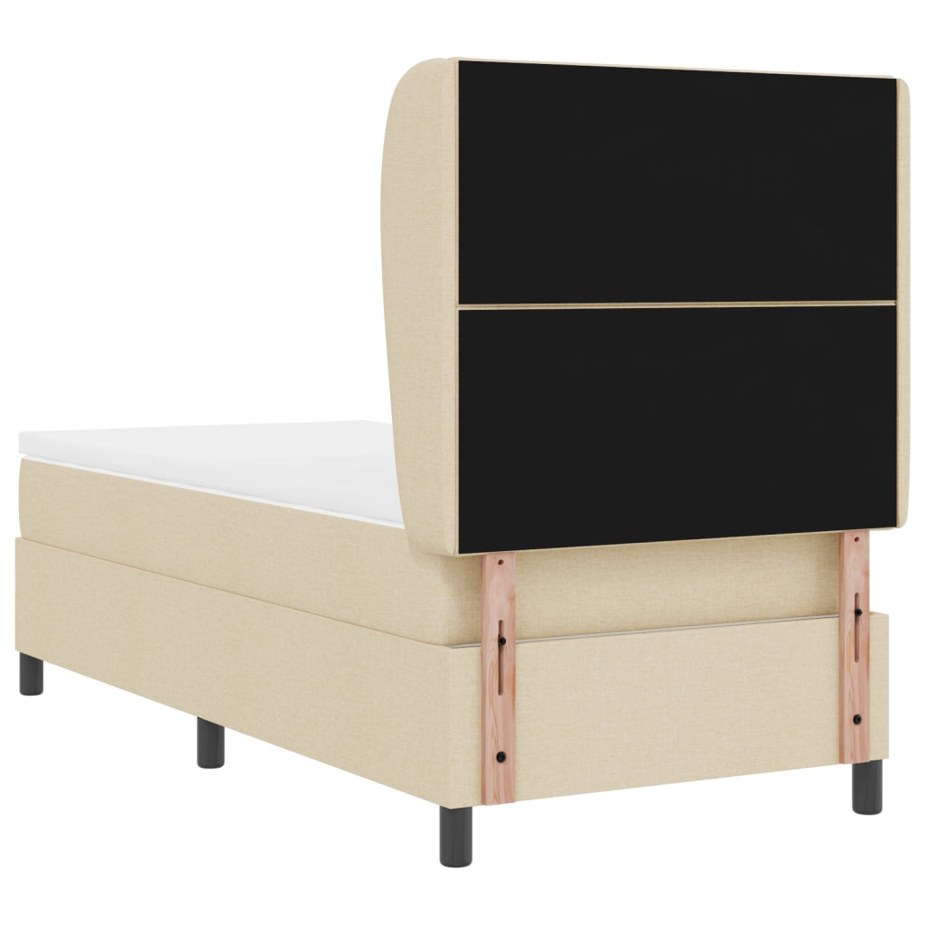 Letto Box Spring con Materasso - Crema 100x200 cm Tessuto