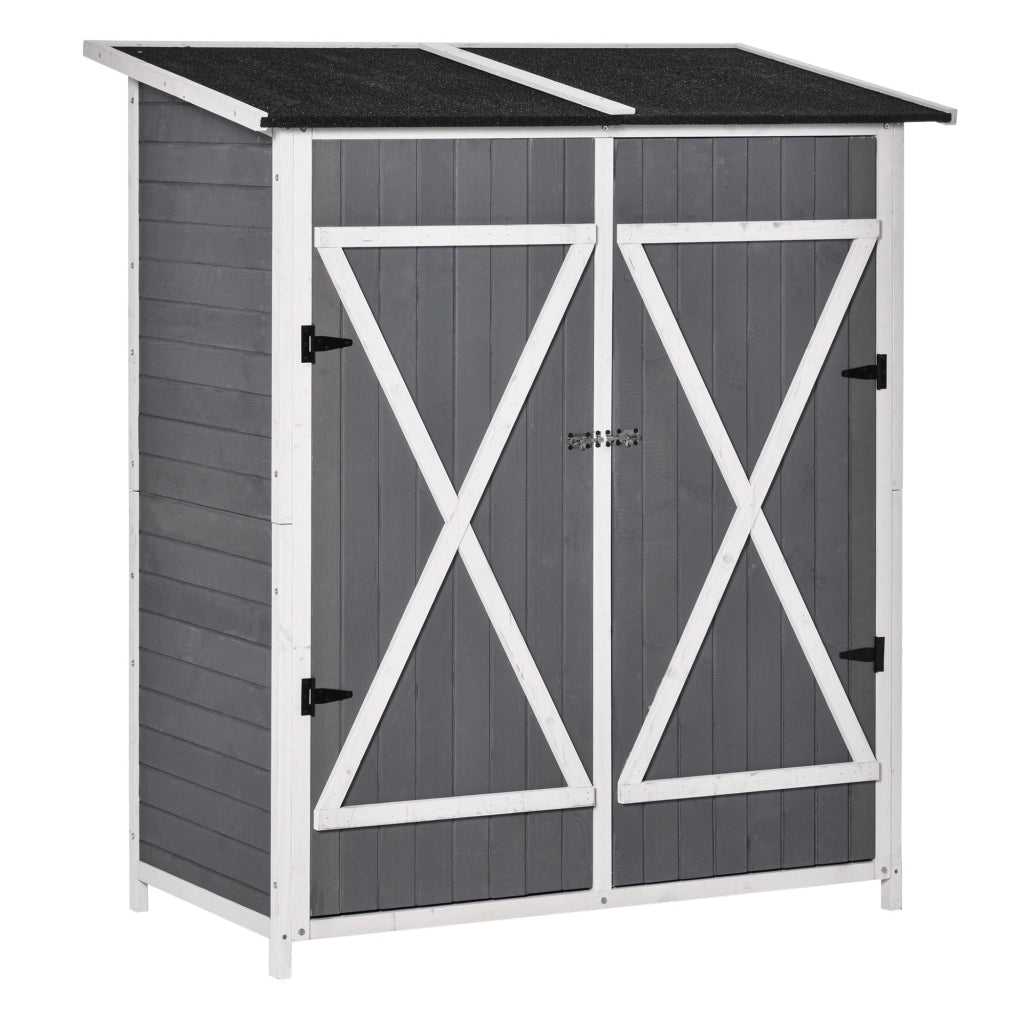 CASSETTA DA GIARDINO 139x75x160 cm Legno Grigio con tavolo da giardino