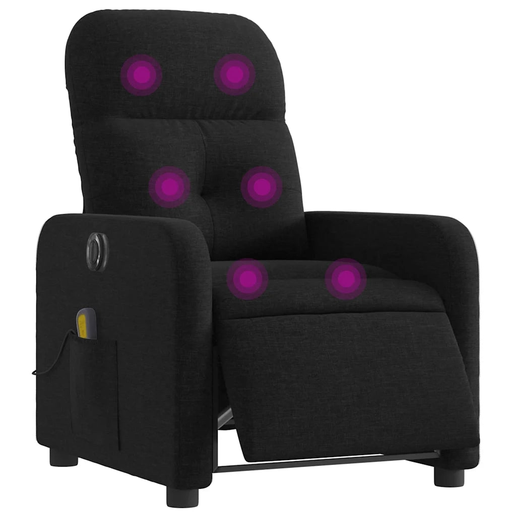 Poltrona Massaggiante | Sedia Relax Reclinabile Elettrica Nera in Tessuto