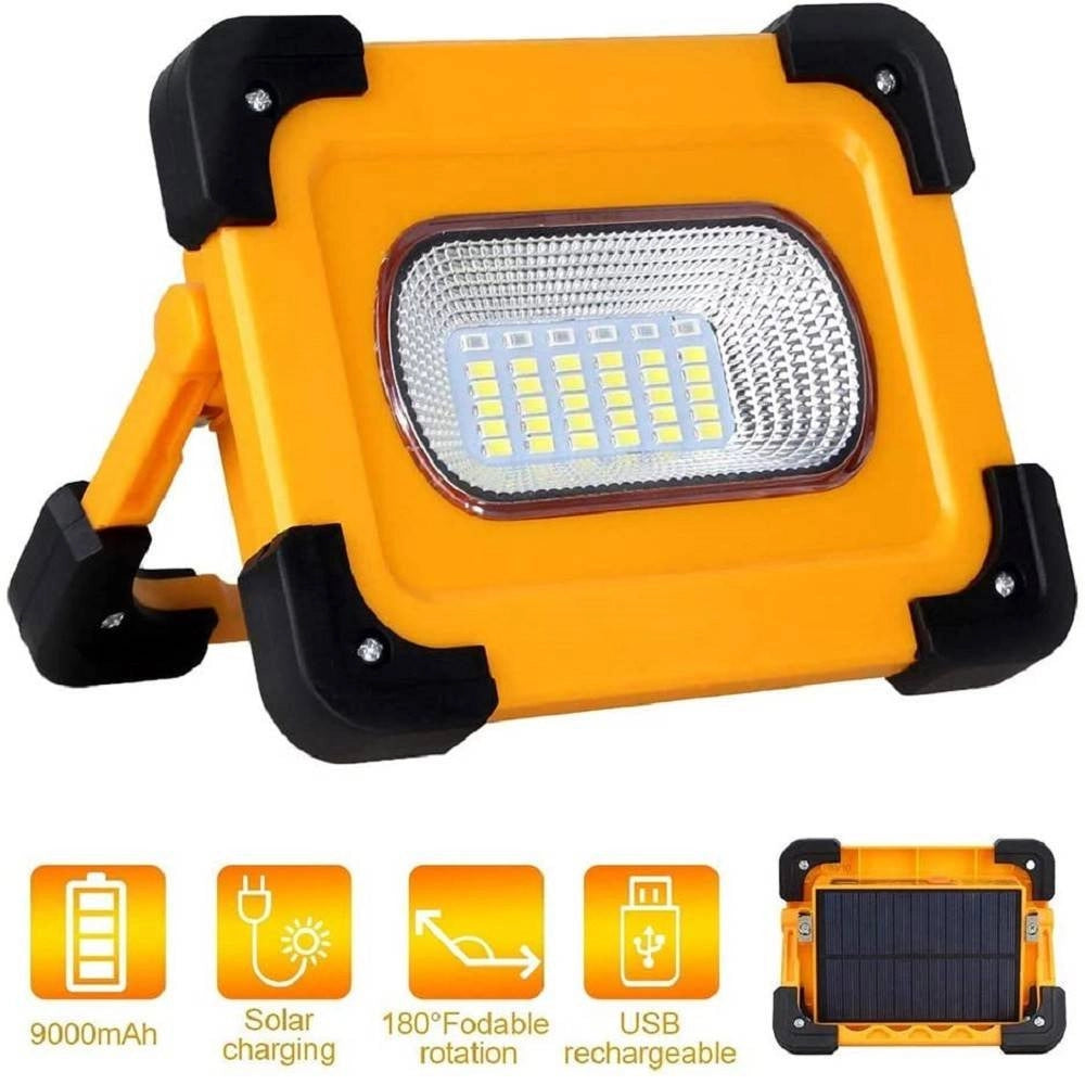 Trade Shop - Faro Di Emergenza Led 60w Con Pannello Solare Ricaricabile Usb Sos Campeggio -