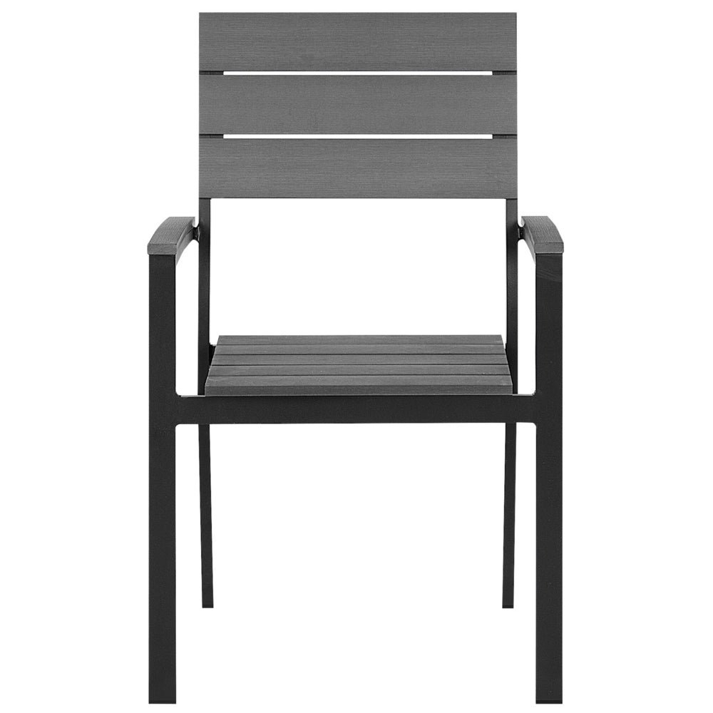 Set di 6 sedie da giardino in alluminio grigio e Nero resistenti agli agenti atmosferici