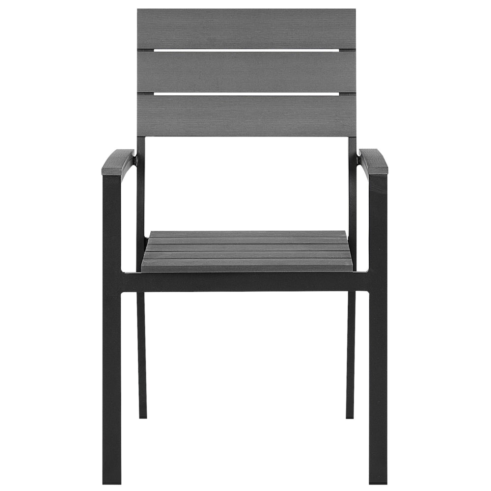 Set di 6 sedie da giardino in alluminio grigio e Nero resistenti agli agenti atmosferici