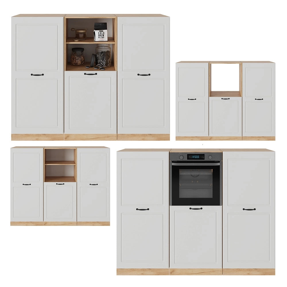 Cucine componibili piccole R-Line Bianco rustico/Rovere dorato 180 cm senza piano di lavoro Vicco