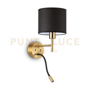 SET UP APPLIQUE 1 LUCE ATTACCO E27 + 1 LUCE LED 3000K 3W  200 lm IN METALLO OTTONE SENZA PARALUME SENZA PARALUME