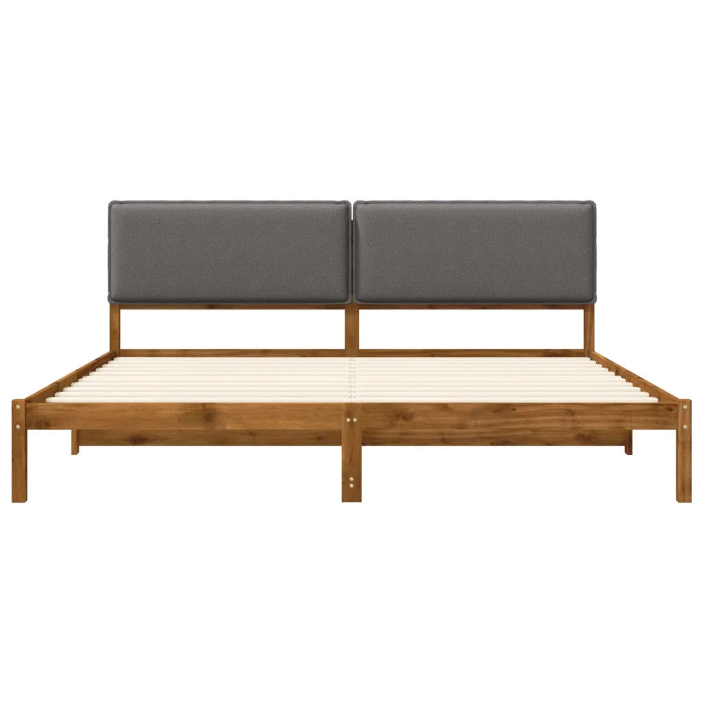 Letto con Testiera Rivestita Naturale e Grigio Chiaro 3405036