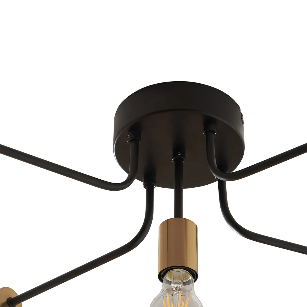 Plafoniera 5 x E27 colore nero/ottone 03_0010269