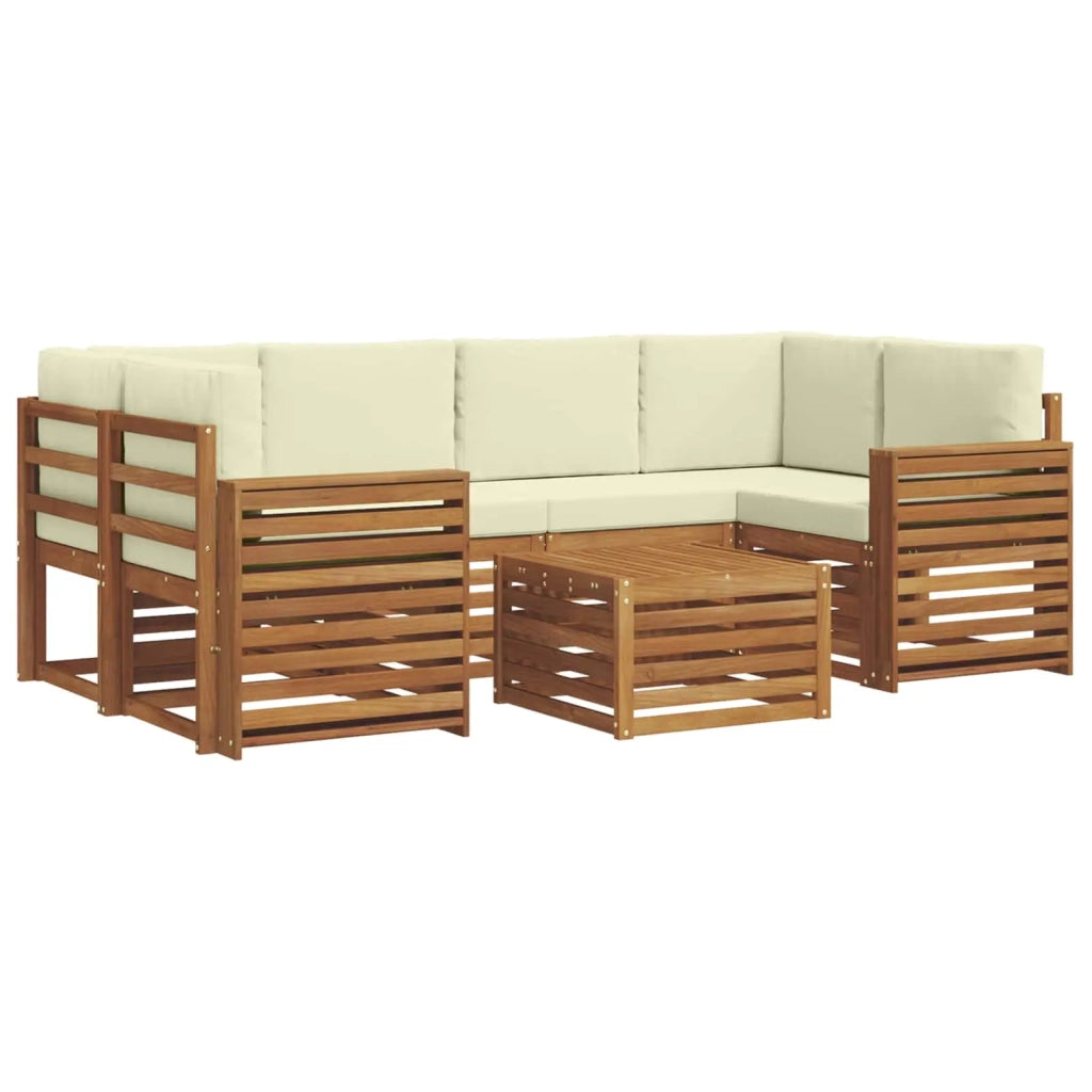 Set di divani da esterno con cuscino 7 pcs Naturale e Crema 3374455