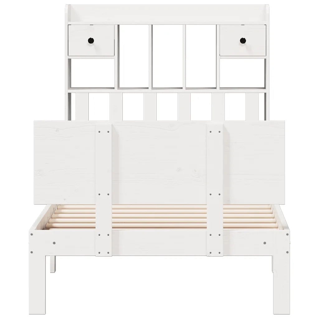 Letto Libreria senza Materasso Bianca 90x200 cm Legno di Pino 3322687