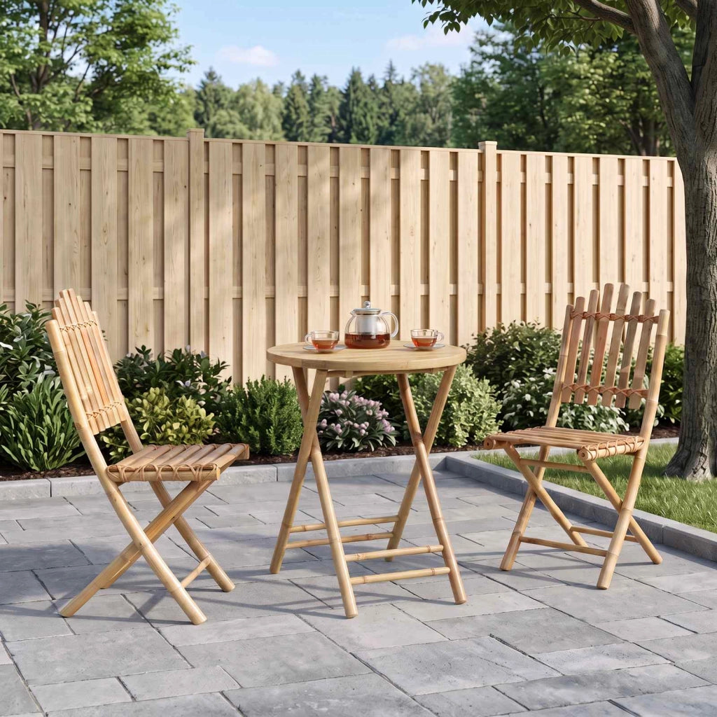 Set da pranzo da giardino pieghevole 3 pz Naturale Bambù 3468663