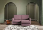 Divano karay 2 posti (due sedute da 60cm) + pouf misure esterne l.138 p.155 | prugna - Mobili 2G