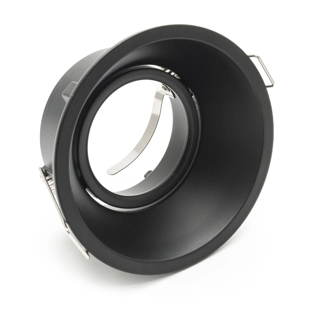 Portafaretto moderno porta faretto nero foro incasso 85mm luce orientabile GU10