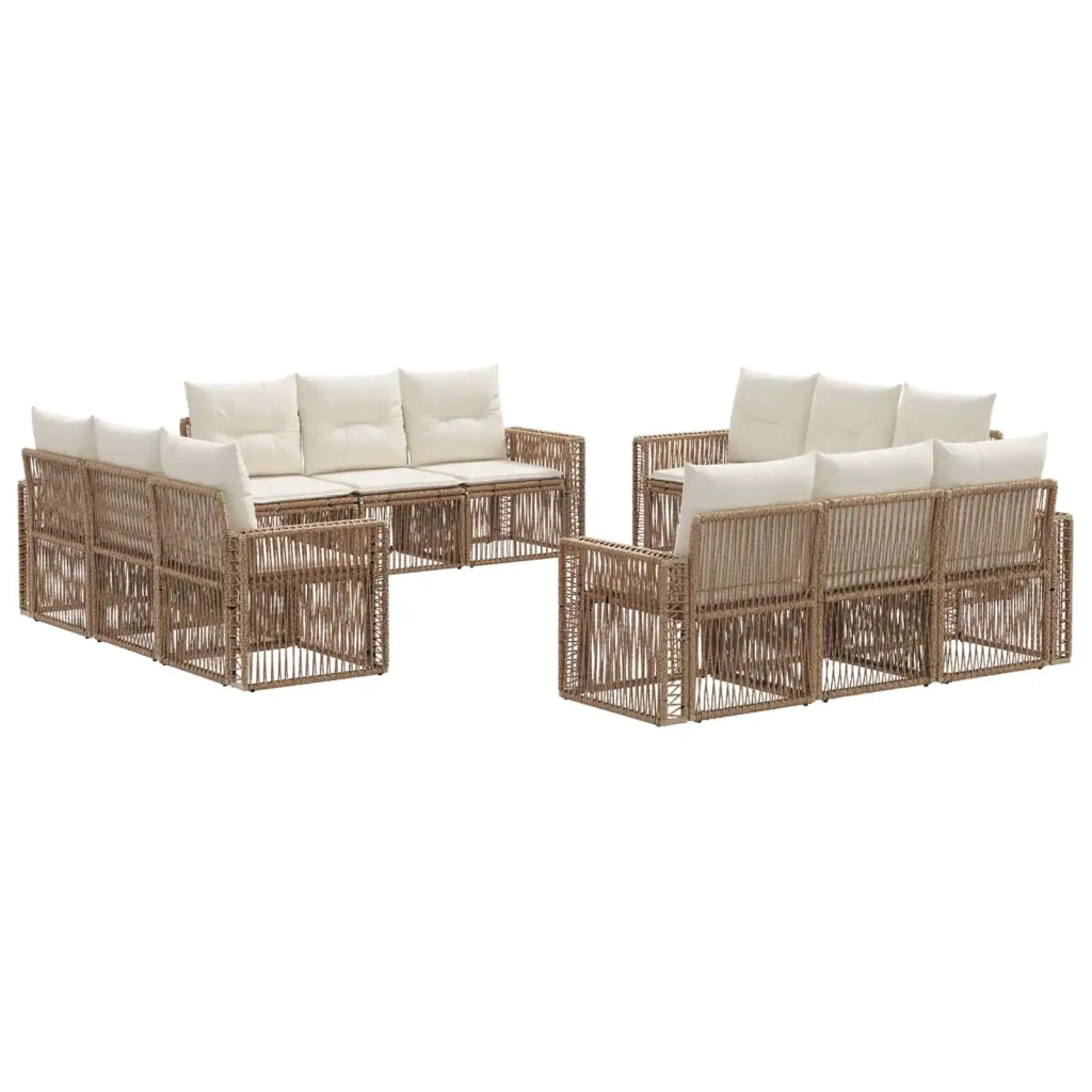 Set Divano da Giardino 12 pcs Beige e Bianco Crema polyrattan 3435075