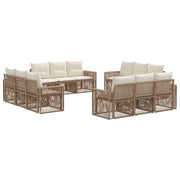 Set Divano da Giardino 12 pcs Beige e Bianco Crema polyrattan 3435075