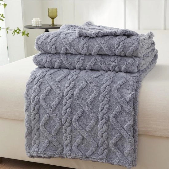 Sprei per letto matrimoniale - caldo e confortevole - 1 pezzo - grigio-azzurro - 150 x 200 cm