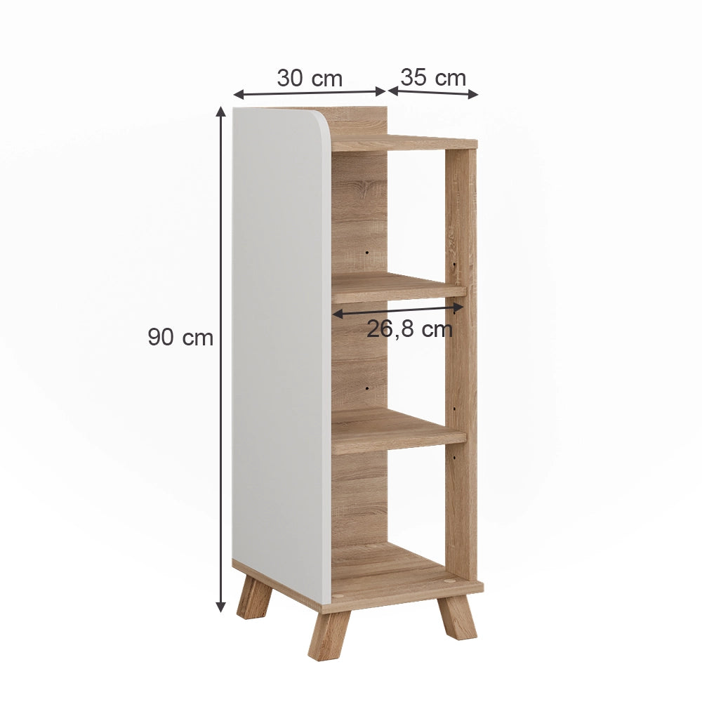 Vicco Mensola da bagno Sonoma/Bianco 30 x 90 cm con 4 ripiani