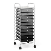 Carrello cassettiera multiuso con 10 cassetti da cucina-Contenitore con ruote a 10 ripiani per bagno Grigio