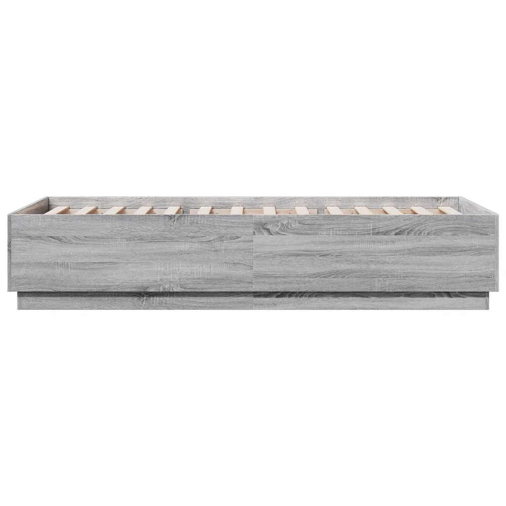 Letto singolo | Letto per adulti | Giroletto Luci LED Grigio Sonoma 100x200cm in Legno Multistrato