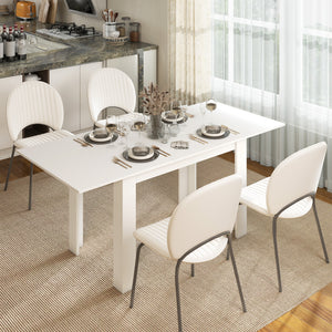 Tavolo Allungabile da Pranzo 140-180x80x75 cm per 6-8 Persone in MDF Bianco