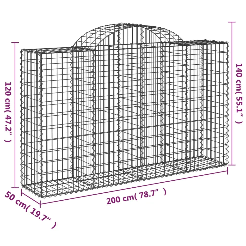Cesti Gabbioni ad Arco 6 pz 200x50x120/140 cm Ferro Zincato 3146345
