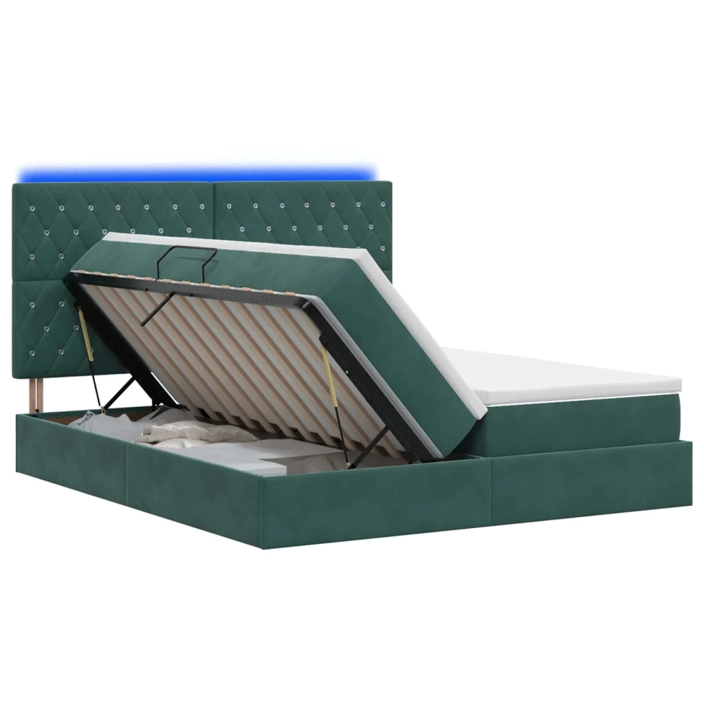 Letto con contenitore LED e materasso Verde Scuro 200 x 200 cm 3460263