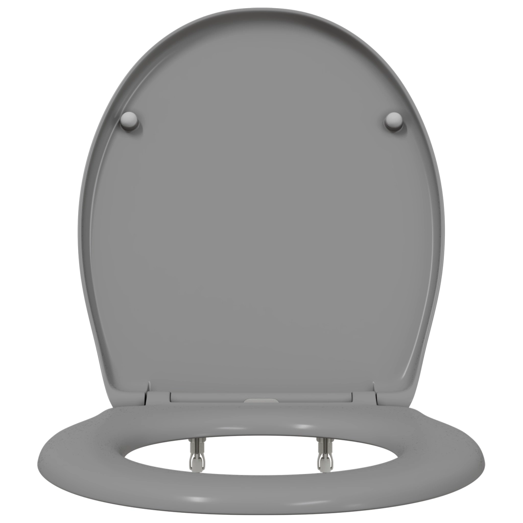 Sedile per WC a rilascio rapido con chiusura morbida in Duroplast Grigio